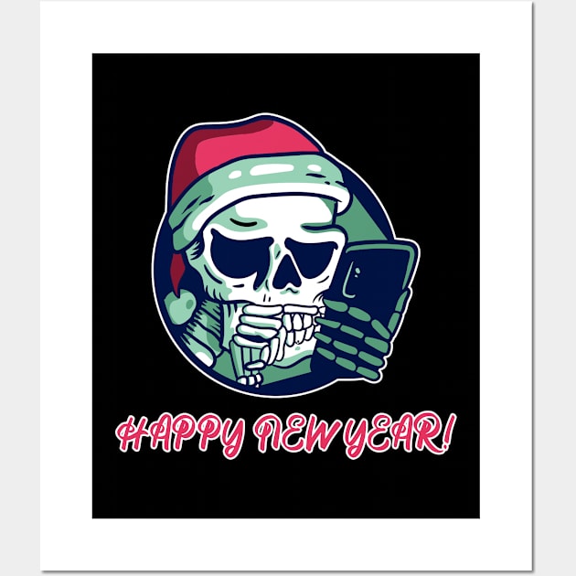 funny new year skeleton for grumpy grown-ups Wall Art by Johan13